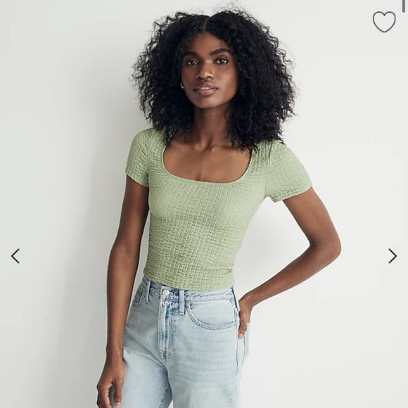 Madewell Tops - NWT Madewell square neck short sleeve popcorn top. Size large